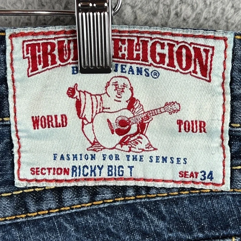 VTG Y2K True‎ Religion Ricky Big T Jeans Men's Sz 36 Seat 34 Meas. 38x32 USA